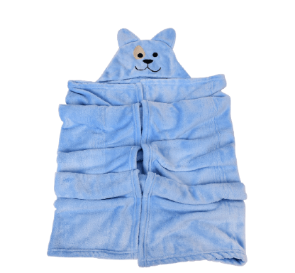 COBERTOR FLANNEL COM CAPUZ BORDADO - 110XM X 90CM - CACHORRINHO # 500304 - MINASREY