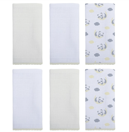 PANO DE BOCA LISO COM FESTONE - 6 UNIDADES - 34X40CM # 580250 - INCOMFRAL