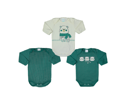 KITK BODY MANGA LONGA - 3 UNIDADES - TAMANO RN AO EG # 8351 - PETUTINHA