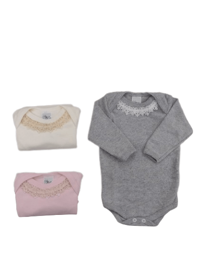 KIT BODY MANGA LONGA - 3 UNIDADES - TAMANHO RN AO G # 40.024 - ROSA BEBÊ