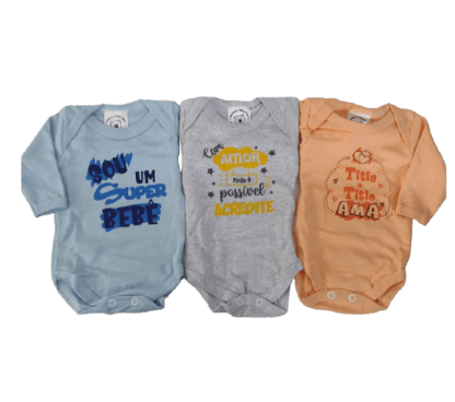 KIT BODY MANGA LONGA 3 UNIDADES - TAMANHO PREMATURO # 302054 - MAFESSONI