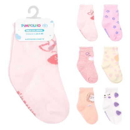 KIT MEIA COLORIDA - 6 PARES - TAMANHO 21 AO 25 # 0009890 - PIMPOLHO