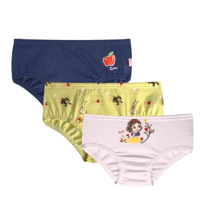KIT CALCINHA PERNA E CINTURA EMBUTIDA ESTAMPADA - 3 UNIDADES #0361B - LUNA