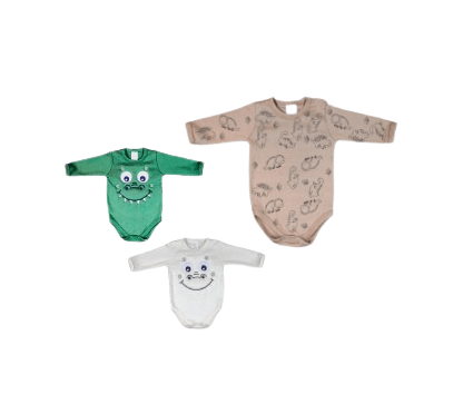 KIT BODY MANGA LONGA - 3 UNIDADES - TAMANHO RN AO G # 7963K - BICHO MOLHADO