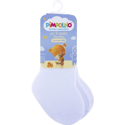 KIT MEIA LISA CANO ALTO - 3 PARES - TAMANHO RN # 0008794 - PIMPOLHO