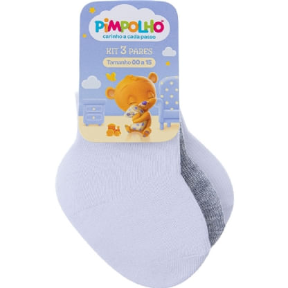KIT MEIA LISA - CANO ALTO - 3 PARES - TAMANHO 00 A 15 # 0008801 - PIMPOLHO