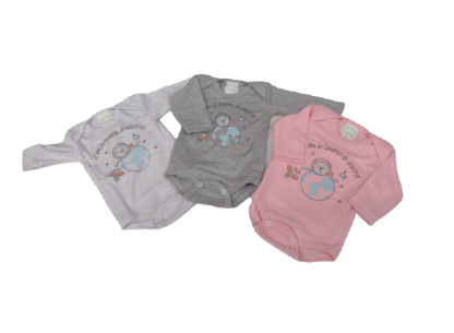 KIT BODY MANGA LONGA - 3 UNIDADES - TAMANHO RN AO G # 114 - BAA BAA