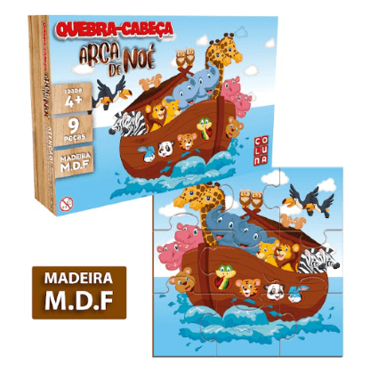 QUEBRA-CABEÇA - ARCA DE NOÉ - 9 PEÇAS # 0919 - GALA PAIS & FILHOS