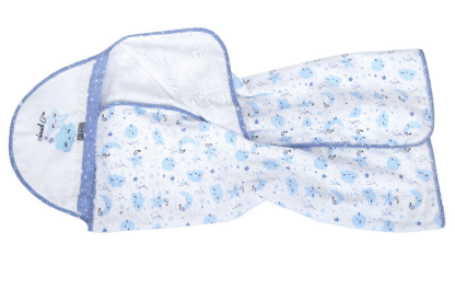 TOALHA DE BANHO COM CAPUZ REDONDO - ALVINHA - 70CMX90CM # 3620 - MINASREY