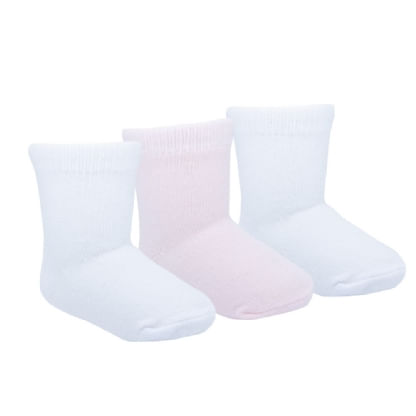 MEIA LISA CANO ALTO - 3 PARES - TAMANHO RN # 0008795 - PIMPOLHO