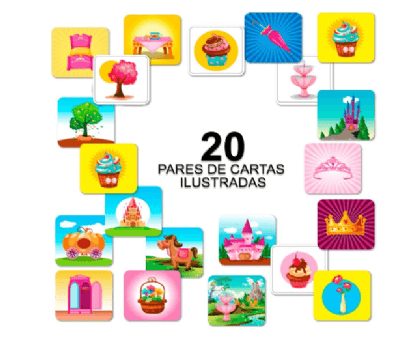 JOGO DA MEMÓRIA PRINCESA - 40 PEÇAS # 0908 - GALA PAIS & FILHOS
