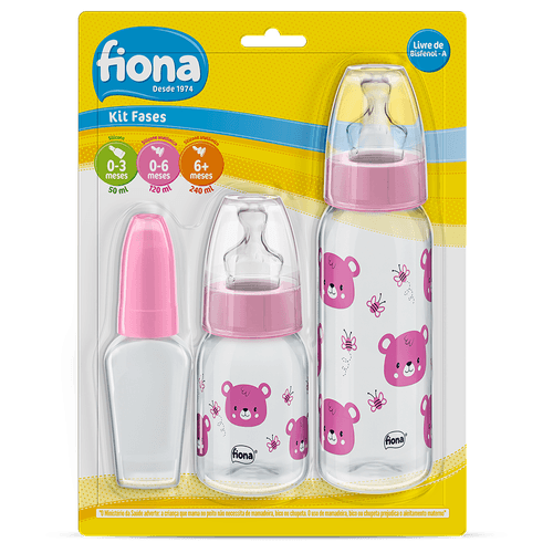 KIT MAMADEIRA FASES FIONA -  BICO SILICONE ANATÔMICO - 3 PEÇAS 50ML /120ML/ 240ML #  807531 - LILLO