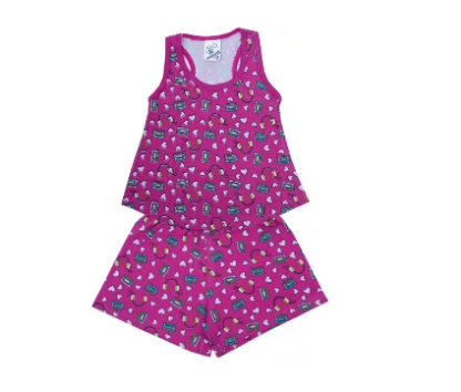 PIJAMA BABY DOLL MALHA FEMININO - TAMANHO 1 AO 3 # 200206 - MAFESSONI