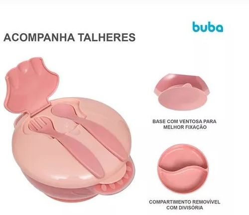 KIT REFEIÇÃO COM COMPARTIMENTO E TALHERES # 16246 - BUBA