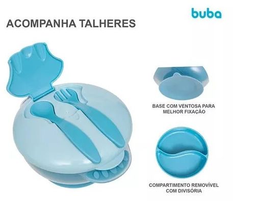 KIT REFEIÇÃO COM COMPARTIMENTO E TALHERES # 16247 - BUBA