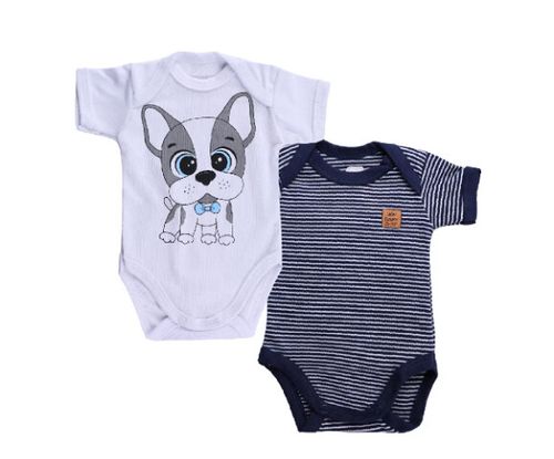 KIT BODY MANGA CURTA - MASCULINO -2 UNIDADES - TAMANHO RN AO G # 221206 - BABY BEST