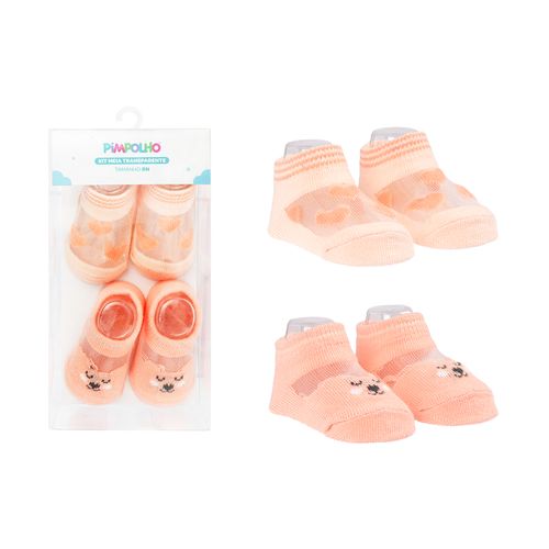 KIT MEIA TRANSPARENTE - 2 PARES - TAMANHO  RN # 0300222- PIMPOLHO