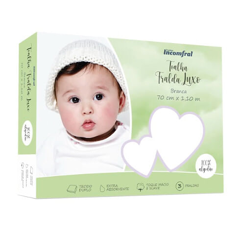 TOALHA FRALDA LUXO  - 3 UNIDADES # 770060 - INCONFRAL