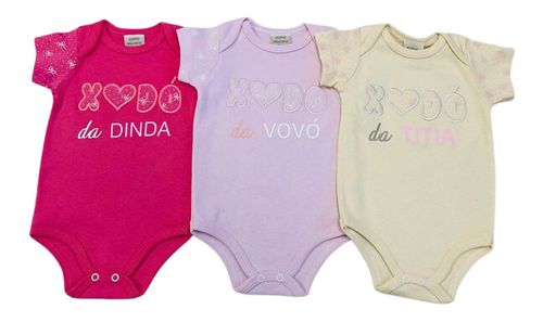 KIT BODY MANGA CURTA - FEMININO - 3 UNIDADES - TAMANHO RN AO G # 4337N - KORTE REKORTE