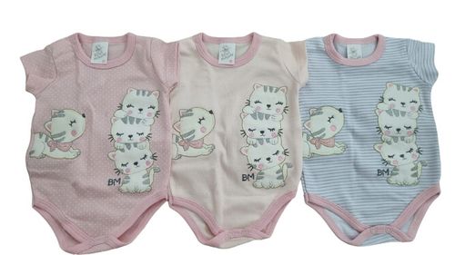 KIT BODY MANGA CURTA - FEMININO - 3 UNIDADES - TAMANHO RN AO G # 8459K - BICHO MOLHADO