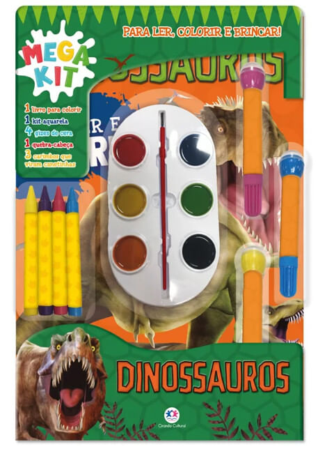 MEGA KIT LER, COLORIR E BRINCAR - DINOSSAUROS # 04811 - CIRANDA CULTURAL
