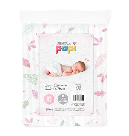 TOALHA FRALDA LUXO ESTAMPADA - 3 UNIDADES # 02180 - PAPI