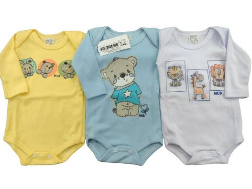 KIT BODY MANGA LONGA - MASCULINO - 3 UNIDADES - TAMANHO RN AO G # 2040 - MUB