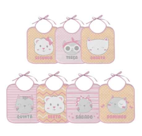KIT BABADOR FELPUDO ESTAMPADO SEMANINHA - BUBLIM - 7 UNIDADES  # 150220 - INCOMFRAL