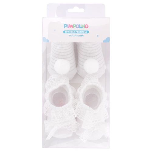 KIT MEIA FESTINHA - 2 PARES - TAMANHO RN # 0300422 - PIMPOLHO