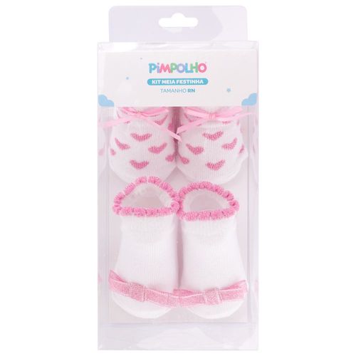 KIT MEIA FESTINHA - 2 PARES - TAMANHO RN # 0300422 - PIMPOLHO