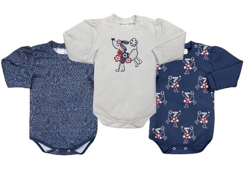 KIT BODY MANGA LONGA - FEMININO - 3 UNIDADES - TAMANHO RN AO G # 8474 - PETUTINHA