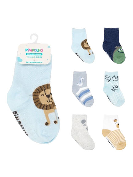 KIT MEIA COLORIDA - MASCULINO - 6 PARES - TAMANHO 21 A 25 # 00164 - PIMPOLHO