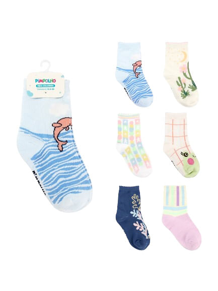 KIT MEIA COLORIDA - FEMININO - 6 PARES - TAMANHO 31 A 34 # 00167 - PIMPOLHO