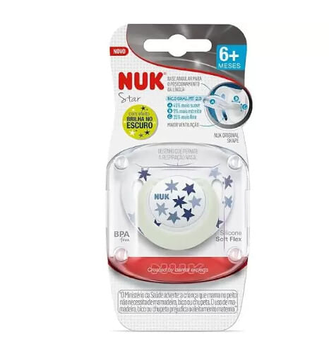CHUPETA STAR GLOW - BICO SILICONE S2 # PA7345-2B - NUK