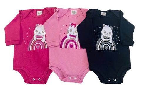 KIT BODY MANGA LONGA - 3 UNIDADES - TAMANHO RN AO G # 4484N - KORTE REKORTE