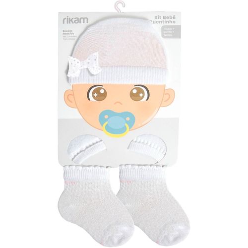 KIT MEIA - TOUCA E LUVA - FEMININO - TAMANHO RN # KT.MTL02 - RIKAM