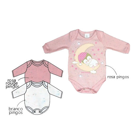 KIT BODY MANGA LONGA - 3 UNIDADES - TAMANHO RN AO G # 8777K - BICHO MOLHADO