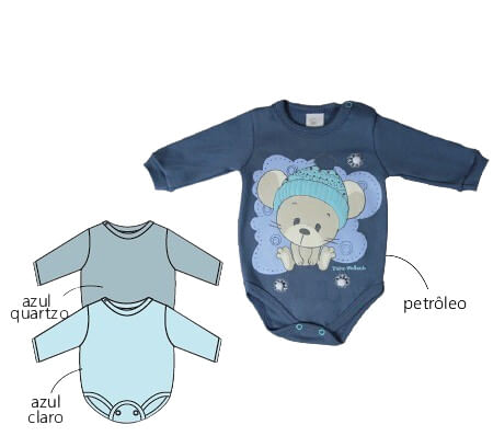 KIT BODY MANGA LONGA - 3 UNIDADES - TAMANHO RN AO G # 8745K - BICHO MOLHADO