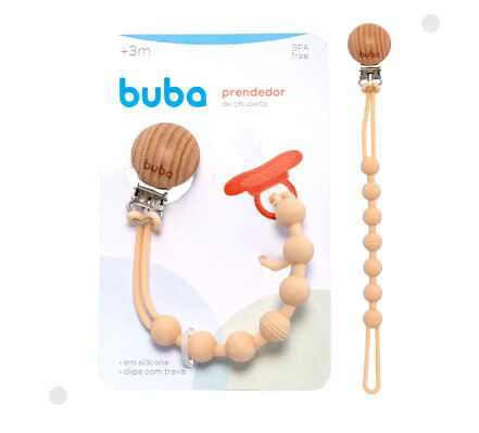 PRENDEDOR DE CHUPETA EM SILICONE # 18667 - BUBA