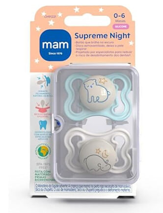 CHUPETA SUPREME NIGHT 0-6 MESES - 2 UNIDADES #CH91221 - BEBE SAUDE (MAM)