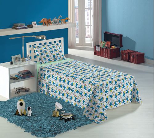 JOGO DE CAMA SOLTEIRO - SPACE DINO - 3 PEÇAS # 059723 - LEPPER