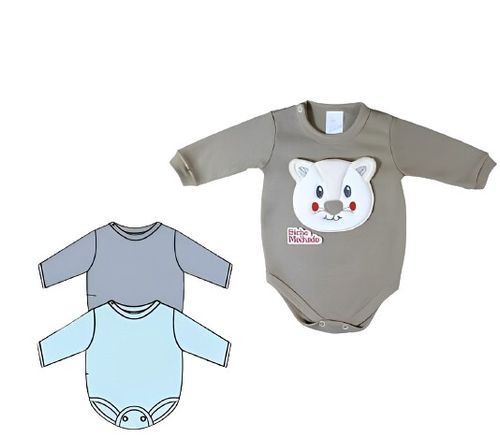 KIT BODY MANGA LONGA - 3 UNIDADES - TAMANHO RN AO G #8739K - BICHO MOLHADO