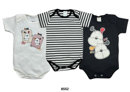 KIT BODY MANGA CURTA - MASCULINO - 3 UNIDADES -TAMANHO RN AO EG # 8552 - PETUTINHA