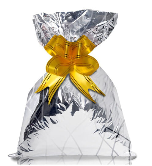 SAQUINHO PARA PRESENTE - 43CMX59CM - FIRENZZE PRATA - 50 UNIDADES # 1222-576 - GALA PAIS&FILHOS