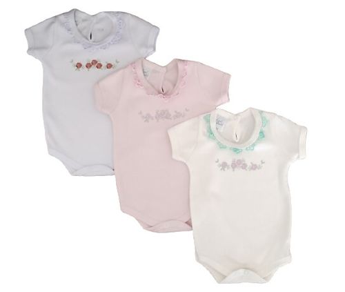 KIT BODY MANGA CURTA - 3 UNIDADES - TAMANHO RN AO G # 10.097 - AZUL BEBÊ