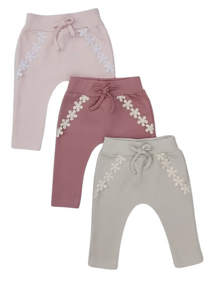 KIT CULOTE SARUEL SEM PÉ - 3 UNIDADES - TAMANHO RN AO G 40.107 - ROSA BEBÊ