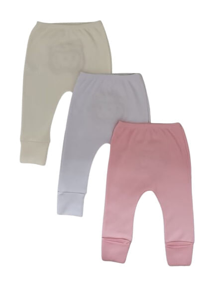 KIT CALÇA PÉ REVERSIVEL - 3 UNIDADES - TAMANHO RN AO G #223 - BAA BAA
