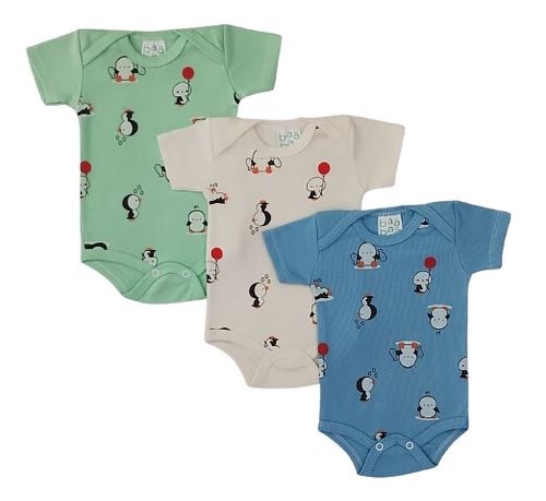 KIT BODY MANGA CURTA - 3 UNIDADES - TAMANHO RN AO G #148B - BAA BAA