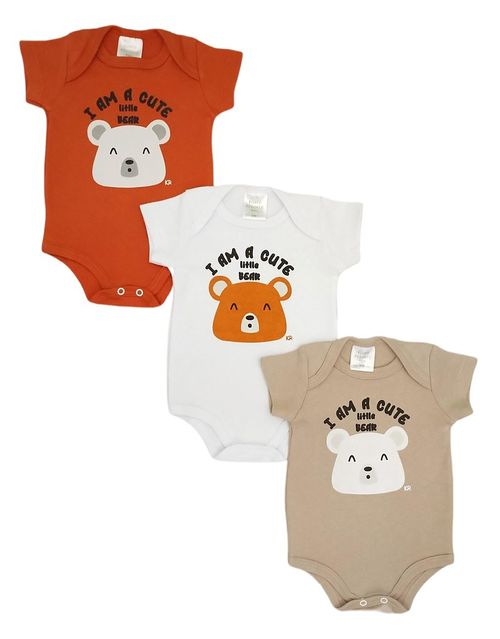 KIT BODY  MANGA CURTA - 3 UNIDADES - TAMANHO RN AO G # 4602N - KORTE REKORTE