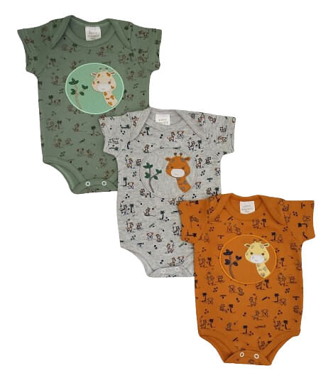 KIT BODY  MANGA CURTA - 3 UNIDADES - TAMANHO RN AO G # 4594N - KORTE REKORTE